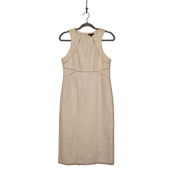 TOPSHOP NEW $140 Sleeveless Brocade Floral‎ Midi Dress in Ivory US Size 10 - Picture 1 of 4